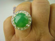 bpee3582 Cudowny LUX Wysoki Pierścień szlifowany zielony Jadeit r.17/ r.18 lśniące Srebro 925 # - 5