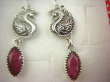 bkee1095 Królewski Paw - symbol nieśmiertelności CUDOWNE Długie 6 cm Kolczyki Rubin Indyjski Rubiny Srebra SREBRO 925 - 4