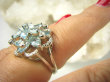 bpee4163 BOSKO PIĘKNA GWIAZDA WIECZORU Pierścień Pierścionek naturalne Blue Topazy, Blue Topaz oraz Cyrkonie r.15 SREBRO RODOWANE 925 # - 6