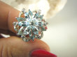 bpee4163 BOSKO PIĘKNA GWIAZDA WIECZORU Pierścień Pierścionek naturalne Blue Topazy, Blue Topaz oraz Cyrkonie r.15 SREBRO RODOWANE 925 # - 9