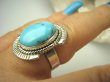 bpe8534 Niezwykły OKAZ Delikatny Pierścień naturalny TURKUS ARIZONA Turkusy r.17 egzotyczne Srebro 925 # - 4