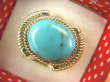 bpe8534 Niezwykły OKAZ Delikatny Pierścień naturalny TURKUS ARIZONA Turkusy r.17 egzotyczne Srebro 925 # - 6