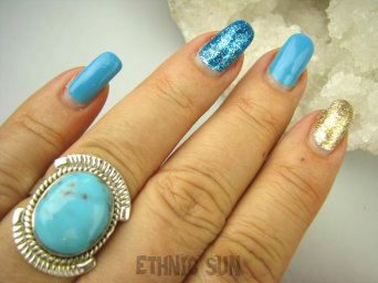 bpe8534 Niezwykły OKAZ Delikatny Pierścień naturalny TURKUS ARIZONA Turkusy r.17 egzotyczne Srebro 925 #