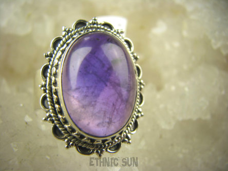 bpe6925 Ojoj jaki piękny ! Pierścień naturalny Ametyst - kamień mądrości r.21 Srebro 925 #