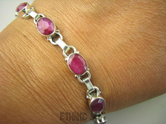 bb3525 Lux BRANSOLETA z Rubinami - kamieniami MIŁOŚCI !! RUBINY 7 sztuk Rubin Indyjski Srebro 925 #