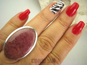 bpe8008 Duży OKAZ 20G !!! Klasyczny Długi Pierścień RODONIT - Niepokój, stres, bóle głowy, skurcze r.19 Srebro 925 #