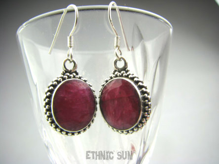 bkee735 ORIENTALNE LEKKIE LUX Kolczyki z rubinami indyjskimi RUBIN Rubiny Srebro 925