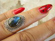 bpe8994 Egzotyczny Delikatny Pierścień Pierścionek LABRADORYT Spektrolit - kamień Zorzy Polarnej r.14 SREBRO 925 - 4
