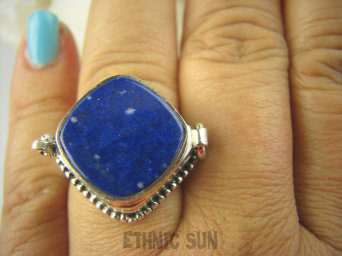 bpe6312 Biżuteria Orientalna !!! Sekretnik Otwierany Pierścień zdjęcia lub marzenia Niebieski LAPIS LAZULI r.19 Srebro 925 #