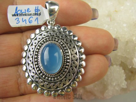 bwe3461 Nowość 2 wisiory w 1 Niezwykły DWUSTRONNY WISIOR 18 gramów !!! Naturalny Chalcedon i Lapis Lazuli Cudo z każdej strony Srebro 925 #