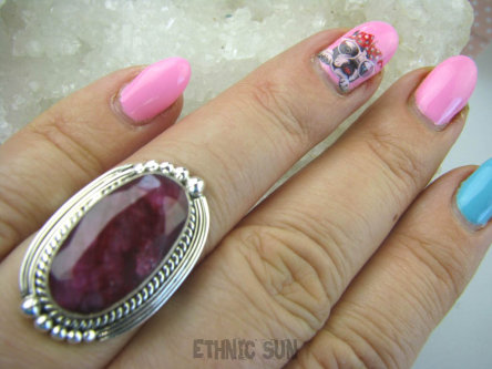 bpee3155 RUBINOWY CUDOWNY Pierścień Rubin Indyjski w orientalnej oprawie Rubiny r.16 Srebro 925 #