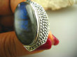 bpe3339 EGZOTYCZNA DAMA !!! Orientalny Masywny 16 g ! Duży Pierścień Labradoryt Spektrolit - kamień Zorzy Polarnej r.16/r.17 Srebro 925 # - 3