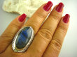 bpe3339 EGZOTYCZNA DAMA !!! Orientalny Masywny 16 g ! Duży Pierścień Labradoryt Spektrolit - kamień Zorzy Polarnej r.16/r.17 Srebro 925 # - 2