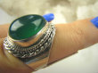 bpe6888 BIŻUTERIA EGZOTYCZNA !!! Przepiękny Delikatny Pierścień Zielony ONYKS - regeneruje SERCE, EGZEMY, PAMIĘĆ r.15 Srebro 925 # - 5