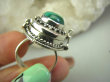 bpe8244 Biżuteria Orientalna !!! Otwierany Pierścionek Pierścień na Zdjęcia, Marzenia lub truciznę SEKRETNIK zielony Malachit r.16/r.17 Srebro 925 # - 10