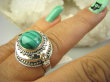 bpe8244 Biżuteria Orientalna !!! Otwierany Pierścionek Pierścień na Zdjęcia, Marzenia lub truciznę SEKRETNIK zielony Malachit r.16/r.17 Srebro 925 # - 6