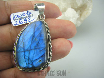 bwe2692 MAX BLASK Magiczny Duży 19 g Wisior Niebieski Labradoryt Spektrolit - kamień Zorzy Polarnej SREBRO 925 #