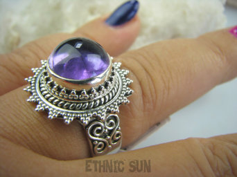 bpe5112 ZAJWISKOWO PIĘKNY Pierścień naturalny Ametyst - kamień mądrości r.20/ r.21 Srebro 925 #