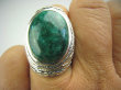 bpe3406 Duży 18 g ! Wspaniały Pierścień naturalny Szmaragd Indyjski SZMARAGDY CUDO r.16 Srebro 925 # - 6