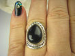 bpe6534 Śliczny Orientalny Delikatny Pierścień czarny ONYKS regeneruje SERCE, EGZEMY, PAMIĘĆ r.17/ r.18 Srebro 925 # - 7