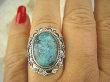 bpe6908 Turkusowa EGZOTYKA !!! Pierścień z Naturalnym Turkusem TURKUS - opiekun ciała i duszy r.19 Srebro 925 # - 7