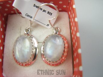 bke1276  MAX BLASK BARDZO się mienią Przepiękne Lśniące Kolczyki z kamieniem księżycowym wielobarwny KAMIEŃ KSIĘŻYCOWY Srebro 925