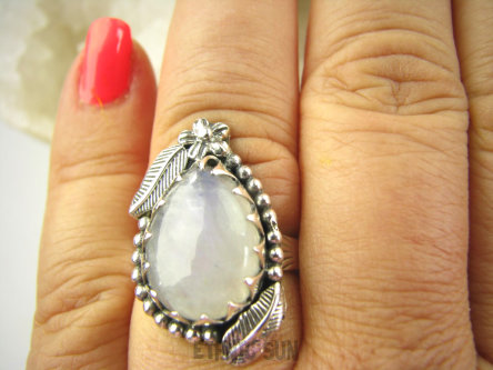 bpe9104 Czarodziejsko Piękny Orientalny Pierścień Pierścionek Kamień Księżycowy r.17 Srebro 925 #