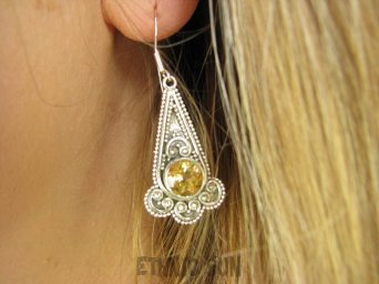 bkee1043 DŁUGIE PIĘKNE EGZOTYCZNE !!!!  Lekkie Kolczyki z Cytrynami CYTRYN - kamień antycukrzycowy Srebro 925