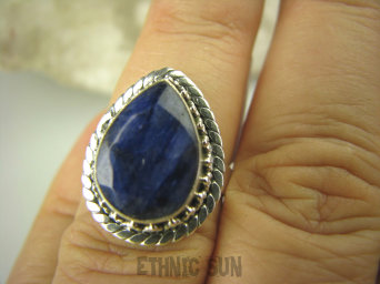 bpee3632 Delikatny Pierścień NATURALNY SZAFIR INDYJSKI Szafiry - WIERNOŚĆ związkach , Stres, choroby oczu ciśnienie r.13 Srebro 925 #