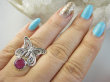 bpee4443 CUDO Filigran ! Ażurowy MOTYL - Symbol Miłości Szczęścia i Radości Pierścień, Pierścionek Rubin Indyjski r.17 Srebro 925 - 3