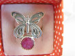 bpee4443 CUDO Filigran ! Ażurowy MOTYL - Symbol Miłości Szczęścia i Radości Pierścień, Pierścionek Rubin Indyjski r.17 Srebro 925 - 8