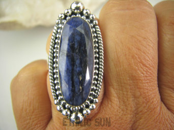 bpee3804 Szafirowy CUDOWNY Pierścień Szafir Indyjski w orientalnej oprawie Szafiry - WIERNOŚĆ w związkach , Stres, choroby oczu ciśnienie r.19 Srebro 925 #