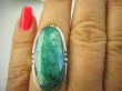 bpee3886 Kunsztowny Długi 3.4 cm Pierścień Zielony Szmaragd Indyjski - kamień Miłości Szmaragdy r.15/r.16 Srebro 925 # - 2