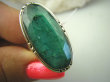 bpee3886 Kunsztowny Długi 3.4 cm Pierścień Zielony Szmaragd Indyjski - kamień Miłości Szmaragdy r.15/r.16 Srebro 925 # - 6