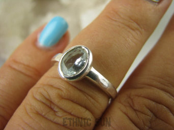 bpee3423 RZADKOŚĆ  Delikatny Pierścień UNIKAT szlifowany AKWAMARYN - Symbol miłości, przynoszący szczęście w małżeństwie r.13 Srebro 925