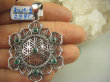 bwe2980 KWIAT ŻYCIA - SILNY AMULET OCHRONNY !!!! Ażurowy ORIENTALNY Wisior Zielony Onyks SREBRO 925 # - 2