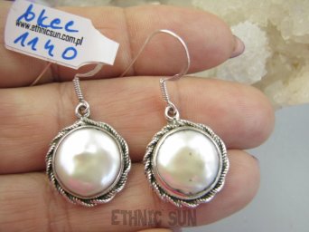 bkee1140 Przepiękne Kolczyki z DUŻYMI Perłami Duża Hodowlana Perła Biwa Perły - osteoporoza Srebro 925