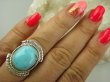 bpe7739 Niezwykły OKAZ Delikatny Pierścień naturalny Błękitny TURKUS ARIZONA Turkusy r.18 egzotyczne Srebro 925 # - 2