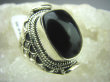 bpe6120 Śliczny zdobiony Pierścień Czarny ONYKS regeneruje SERCE, EGZEMY, PAMIĘĆ r.17/ r.18 Srebro 925 # - 2