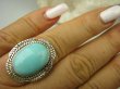 bpe8368 Niezwykły OKAZ Pierścień naturalny Błękitny TURKUS ARIZONA Turkusy r.17 egzotyczne Srebro 925 # - 2