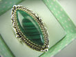 bpe7952 Biżuteria Egzotyczna !!! Cudowny MALACHIT W ORIENTALNEJ OPRAWIE -  Pierścień MALACHIT - pobudza kreatywność r.17/ r.18 Srebro 925 # - 4