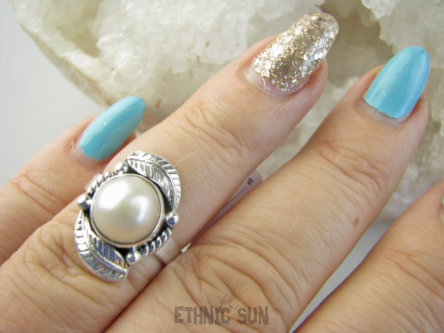 bpee4439 Delikatny Pierścień Pierścionek hodowlana prawdziwa PERŁA r.12 Srebro 925