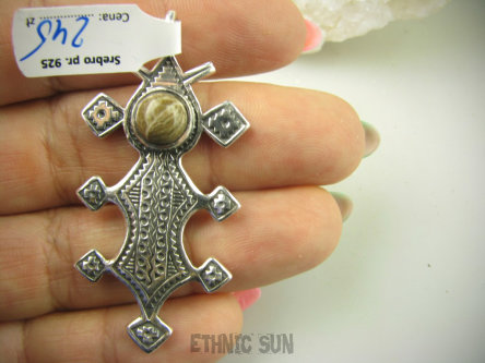 bwe3533 Piękny Duży 11G Wisior Zawieszka AZTECKIE WZORY naturalny Koral Fossil, Aztekowie Meksyk Srebro 925 #