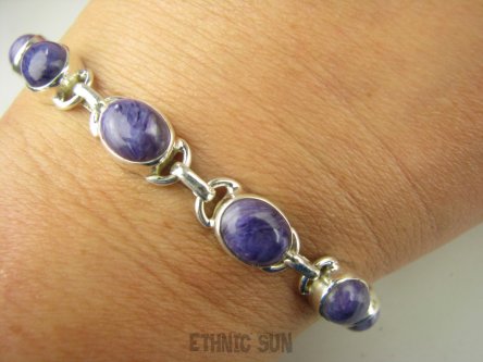 bb3684 RZADKOŚĆ Bransoleta DROGOCENNY Fioletowy CZAROIT 7 sztuk Syberia Srebro 925 #