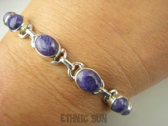 bb3684 RZADKOŚĆ Bransoleta DROGOCENNY Fioletowy CZAROIT 7 sztuk Syberia Srebro 925 #