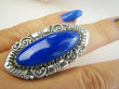 bpe9676 HRABIA BAŚNIOWY KLEJNOT - Piękny Długi 4.7 cm 20g Pierścień Pierścionek Lapis Lazuli straznik prawdy i mądrości r.15/ r.18 Srebro 925 # - 3