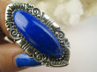 bpe9676 HRABIA BAŚNIOWY KLEJNOT - Piękny Długi 4.7 cm 20g Pierścień Pierścionek Lapis Lazuli straznik prawdy i mądrości r.15/ r.18 Srebro 925 # - 8