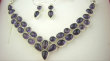 bn1583 Komplet biżuterii naszyjnik i kolczyki 44 gramy Przepiękna Kolia Regulowany max 49,50cm Naszyjnik Fioletowy Ametyst Srebro 925 # - 2
