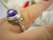 bpe6492 Cudny Wysoki PIERŚCIEŃ Fioletowy Ametyst - kamień mądrości r.20 Srebro 925 # - 5