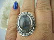 bpe5902 OKSYDOWANY MELONIK !!!  Duży i Piękny OKAZ Pierścień srebrzysto szary Labradoryt Spektrolit - kamień Zorzy Polarnej r.22 Srebro 925 # - 3
